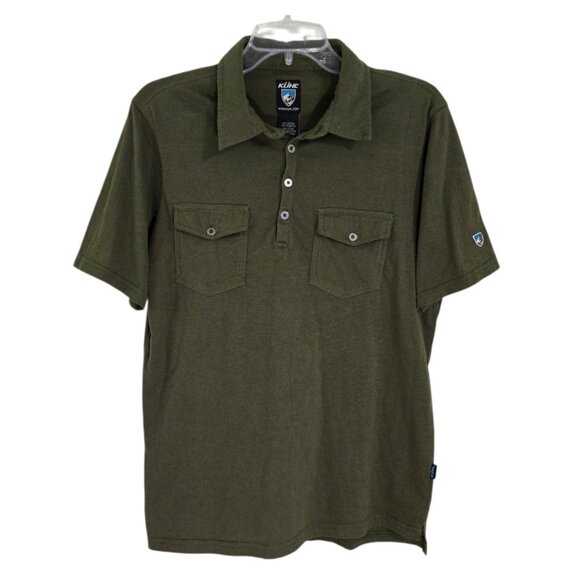 Kuhl Mens Green Razr Short Sleeve Golf Polo Short Collared Chest Pockets Size S - Picture 1 of 8